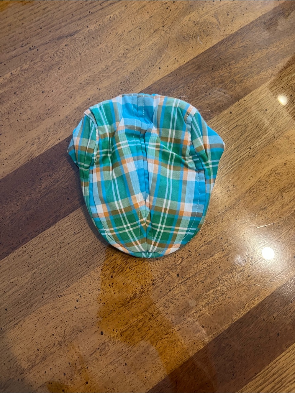 Baby’s Plaid Cotton Summer Cap - Green & Blue